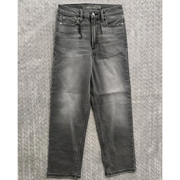 Harley-Davidson High Waisted‎ Ankle Black Denim Jeans Womens size 26 - Picture 1 of 9